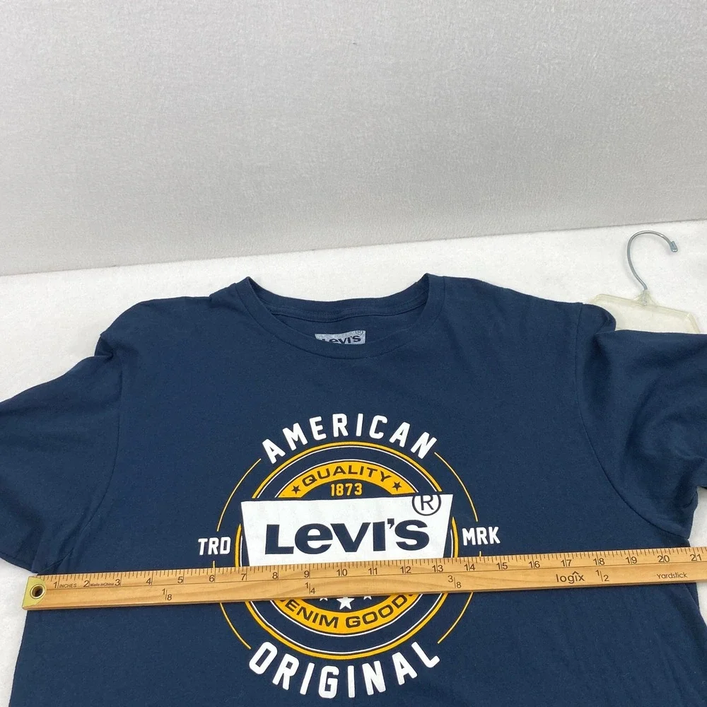 Levis Mens Large Graphic T-Shirt Navy Blue‎ American Quality Original Logo Tee